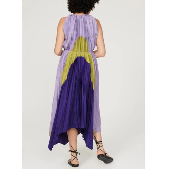 BIBHU MOHAPATRA Collective Purple Pleated Panel Casual Dress Size 6 - Picture 2 of 8
